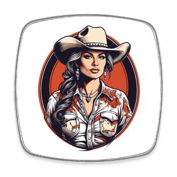 Western Girl - Viereckiger Kühlschrankmagnet - Weiß - Vorne