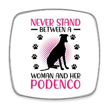Femme avec chien de chasse espagnol Podenco - Magnet carré - blanc - Devant