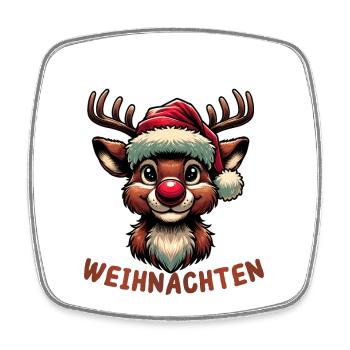 Frohe Weihnachten Rudolf das Rentier Design - Viereckiger Kühlschrankmagnet - Weiß - Vorne