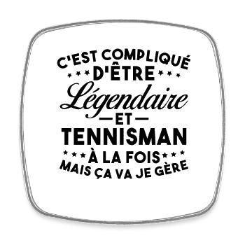 Légendaire Et Tennisman Cadeau Tennis Drôle - Magnet carré - blanc - Devant