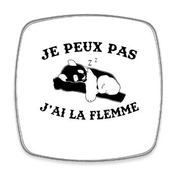 Je Peux Pas J'ai La Flemme Cadeau Drôle Panda - Magnet carré - blanc - Devant