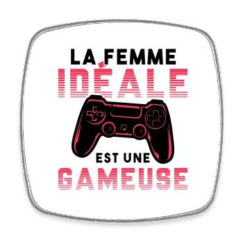 La femme idéale est une gameuse cadeau geek humour - Magnet carré - blanc - Devant