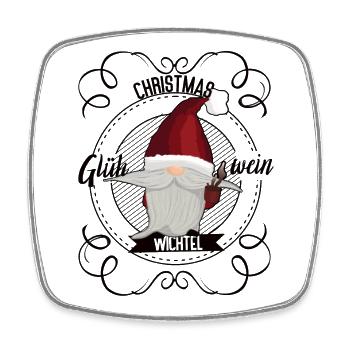 Glühwein Wichtel – Christmas Design - Viereckiger Kühlschrankmagnet - Weiß - Vorne