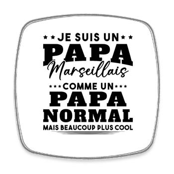 Papa Marseillais Humour Cadeau De Noël - Magnet carré - blanc - Devant