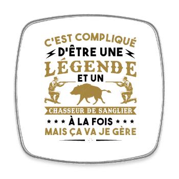 Une légende et un chasseur de sanglier - Magnet carré - blanc - Devant