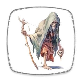 Creepy Forest Mage – Dark Fantasy Wizard - Square fridge magnet - white - Front