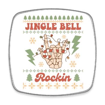 Hässlicher Weihnachtspullover - Viereckiger Kühlschrankmagnet - Weiß - Vorne