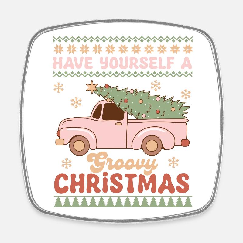 Hässlicher Weihnachtspullover - Viereckiger Kühlschrankmagnet - Weiß