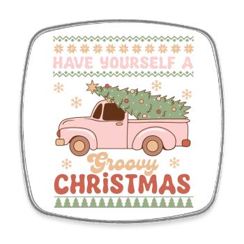Hässlicher Weihnachtspullover - Viereckiger Kühlschrankmagnet - Weiß - Vorne