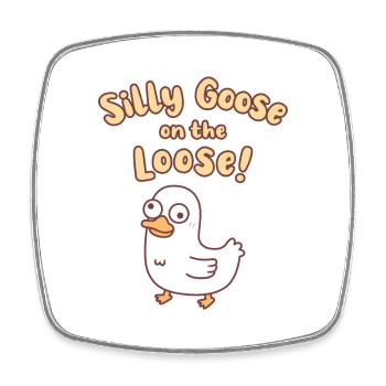 Cute Goose Silly Goose On The Loose Funny - Square fridge magnet - white - Front