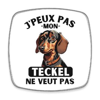 Chien doux de race TECKEL 1 - Magnet carré - blanc - Devant