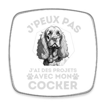 j ai des projets avec mon cocker chien mignon 1 - Magnet carré - blanc - Devant