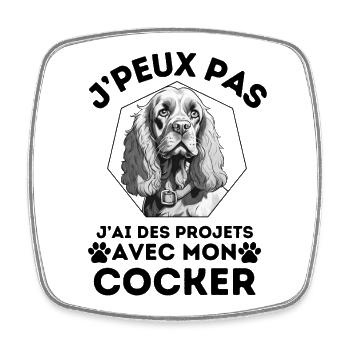 j ai des projets avec mon cocker chien mignon 2 - Magnet carré - blanc - Devant