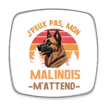 Je peux pas mon malinois berger belge m attend - Magnet carré - blanc - Devant