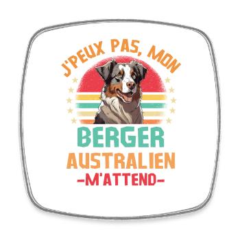 Humour chien de race berger australien - Magnet carré - blanc - Devant