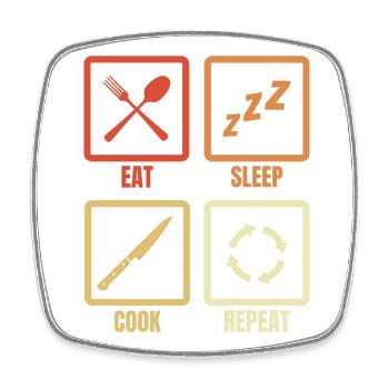 Eat Sleep Cooking Repeat - Square fridge magnet - white - Front