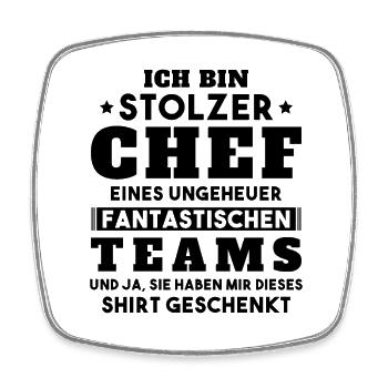 Ich bin Stolzer Chef Geschenkidee - Viereckiger Kühlschrankmagnet - Weiß - Vorne