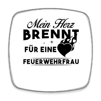Mein Herz brennt für eine Feuerwehrfrau - Viereckiger Kühlschrankmagnet - Weiß - Vorne