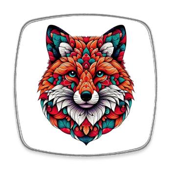 Fuchs mit Mandalas geschmückt - Viereckiger Kühlschrankmagnet - Weiß - Vorne
