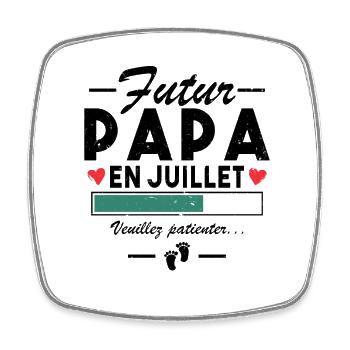 Daddy-to-be in July Pregnancy Announcement to Dad - Square fridge magnet - white - Front