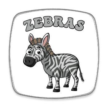 Zebra Pop Art Karikatur auf Schwarz - Viereckiger Kühlschrankmagnet - Weiß - Vorne