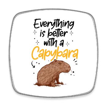 Alles ist besser mit Capybara Wasserschwein - Viereckiger Kühlschrankmagnet - Weiß - Vorne