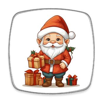 Weihnachts Wichtel - Viereckiger Kühlschrankmagnet - Weiß - Vorne
