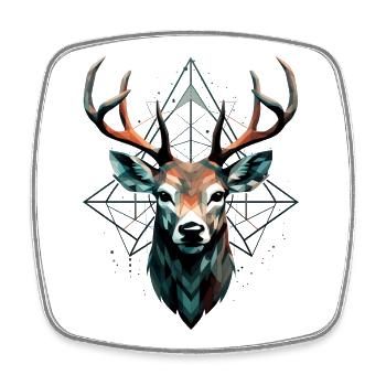 Geometric deer with geometric patterns - Square fridge magnet - white - Front