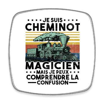 Cheminot Conducteur De Train Chemin De Fer - Magnet carré - blanc - Devant
