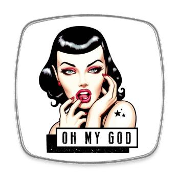 Lola Rockabilly Illustration TShirt - Square fridge magnet - white - Front