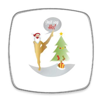 Yoga Shirt Weihnachten Say Ho, Nikolaus, Santa - Viereckiger Kühlschrankmagnet - Weiß - Vorne