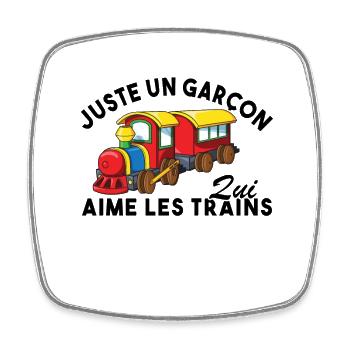 Juste un garçon qui aime les trains - Magnet carré - blanc - Devant