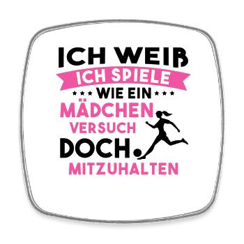 Fußball Sport Mädchen Geschenk - Viereckiger Kühlschrankmagnet - Weiß - Vorne