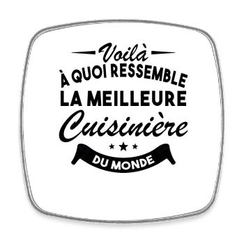 Idée cadeau - Meilleure cuisinière au monde - Magnet carré - blanc - Devant