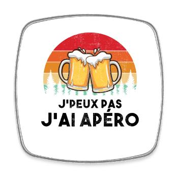J'Peux Pas J'Ai Apéro Vintage Cadeau Humour - Magnet carré - blanc - Devant