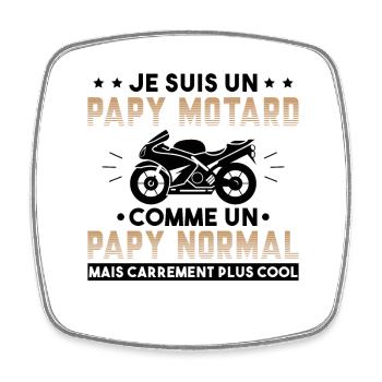 Motard Homme Papy Moto Cadeau Motorcycle Motards - Magnet carré - blanc - Devant