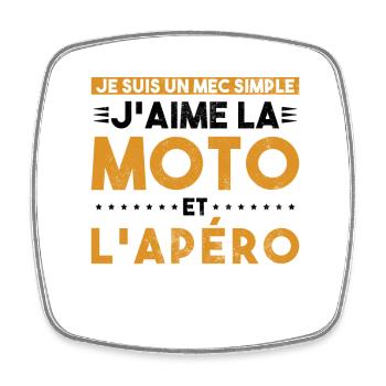 Mec Motard Homme Moto Cadeau Motorcycle Motards - Magnet carré - blanc - Devant