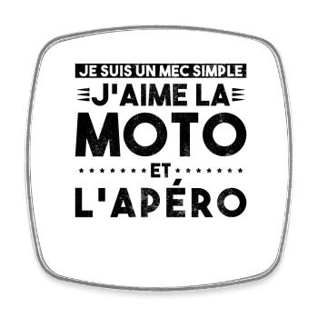 Mec Motard Homme Moto Cadeau Motorcycle Motards - Magnet carré - blanc - Devant