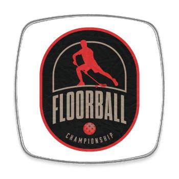 Écusson du championnat de floorball - Magnet carré - blanc - Devant