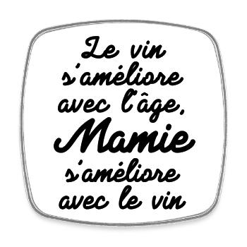 mamie, mamie humour, amateur de vin - Magnet carré - blanc - Devant