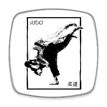 Judo – Technique de lancer avec style japonais - Magnet carré - blanc - Devant