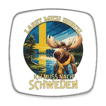 Schweden - lasst mich durch - Elch - Viereckiger Kühlschrankmagnet - Weiß - Vorne