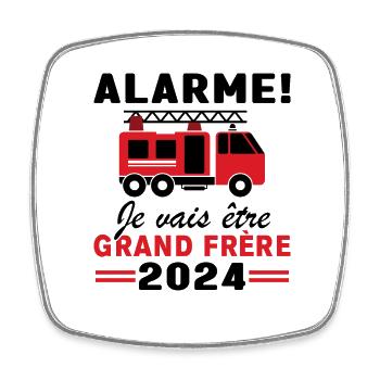 Je vais être grand frère 2024 / Futur grand frère - Magnet carré - blanc - Devant