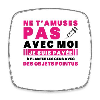 Infirmière Humour Idée de cadeau Prise de sang - Magnet carré - blanc - Devant