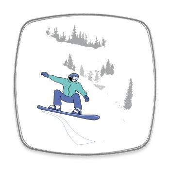 Snowboard, Wintersport - Viereckiger Kühlschrankmagnet - Weiß - Vorne
