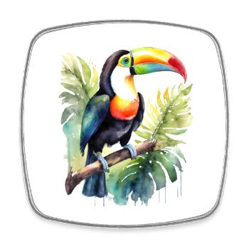 Tukan Aquarell - Viereckiger Kühlschrankmagnet - Weiß - Vorne