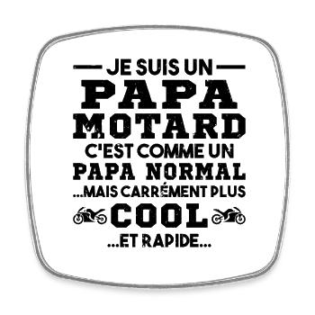 Homme Papa Motard Humour Cadeau motocycliste - Magnet carré - blanc - Devant
