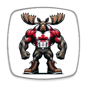Canada elk with national flag - Square fridge magnet - white - Front