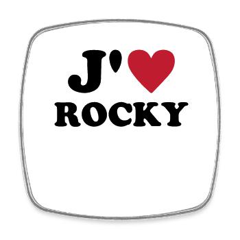 J'aime Rocky Coeur Chien Cadeau Saint Valentine - Magnet carré - blanc - Devant