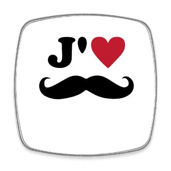 I love mustache Valentine's Day Husband Dad Love - Square fridge magnet - white - Front